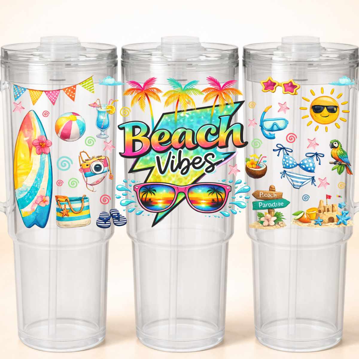 D-1572 BEACH VIBES 40 OZ WRAP 11"W X 5"H