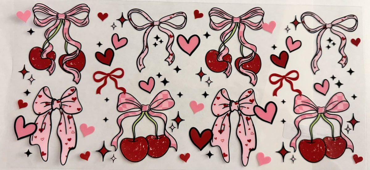 D-1553 CHERRY BOWS & HEARTS 40 OZ WRAP 11"W X 5"H