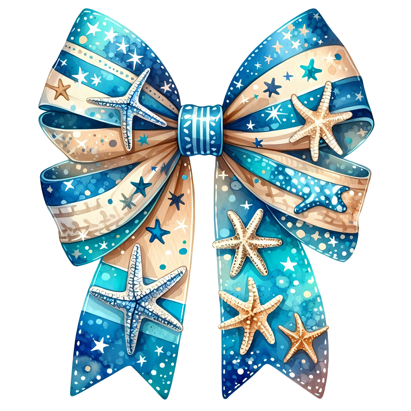 A-1110  BLUE SHELLS BOW  3.75"w x 4.25"h