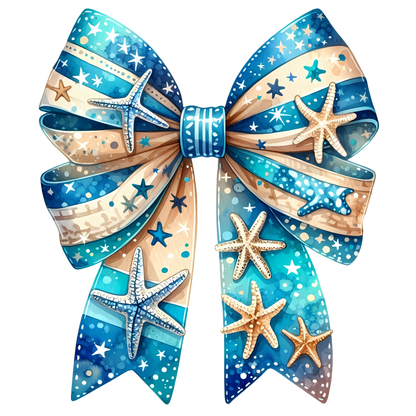 A-1110  BLUE SHELLS BOW  3.75"w x 4.25"h