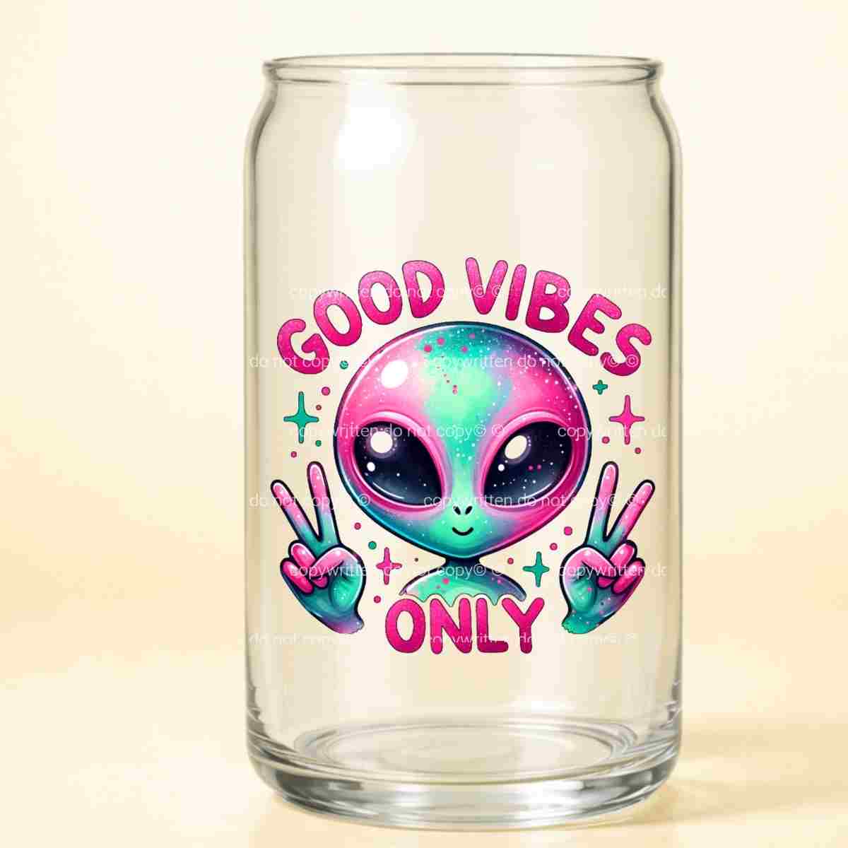 A-1102 GOOD VIBES ALIEN  3.75"w x 3.75"h