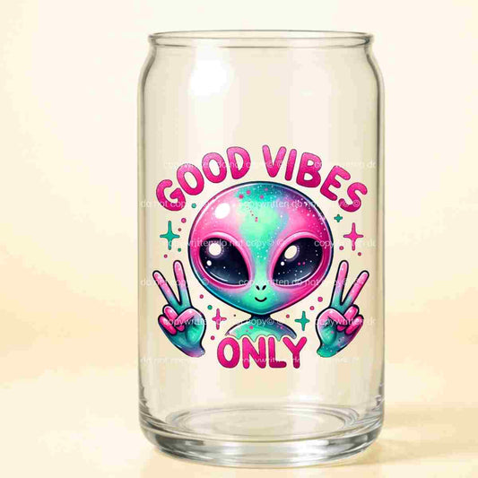A-1102 GOOD VIBES ALIEN  3.75"w x 3.75"h