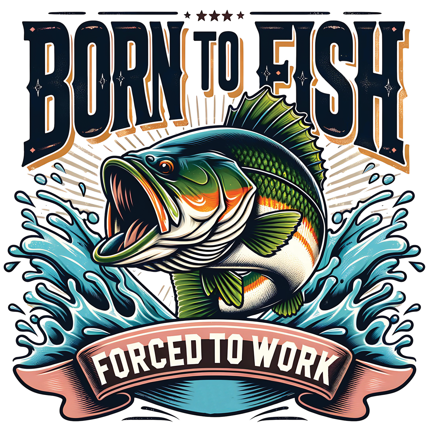 A-1108  BORN TO FISH          3.75"w x 3.50"h