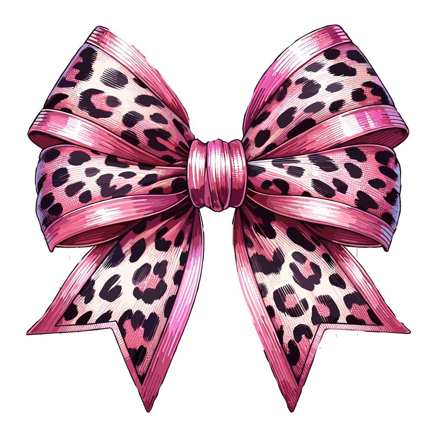 A-1111  PINK AND LEOPARD BOW  3.75"w x 3.75"h