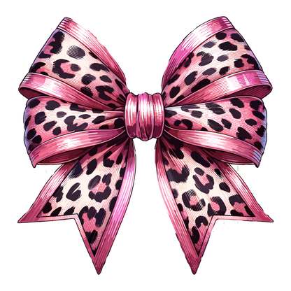 A-1111  PINK AND LEOPARD BOW  3.75"w x 3.75"h