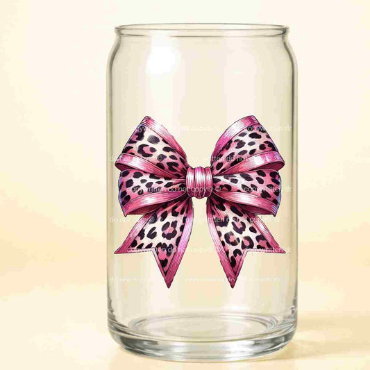 A-1111  PINK AND LEOPARD BOW  3.75"w x 3.75"h
