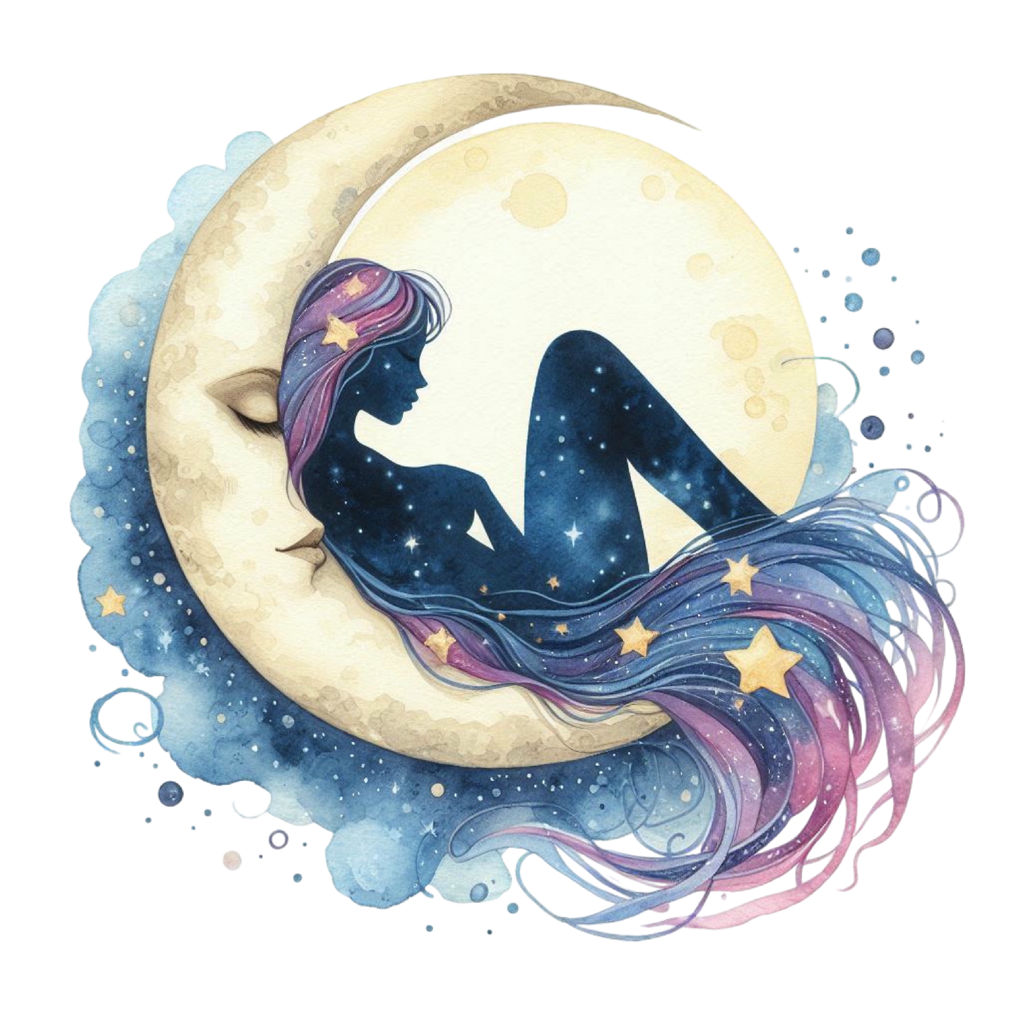 A-1115 girl on moon  3.75"w x 3.75"h