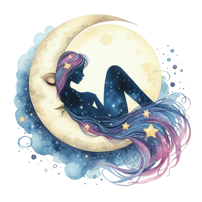A-1115 girl on moon  3.75"w x 3.75"h