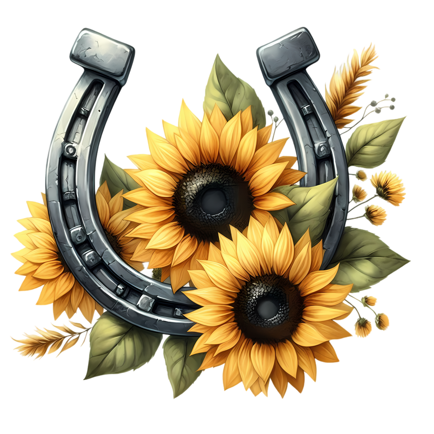 A-1135 SUNFLOWER HORSESHOE  3.75"W X 3.75"H