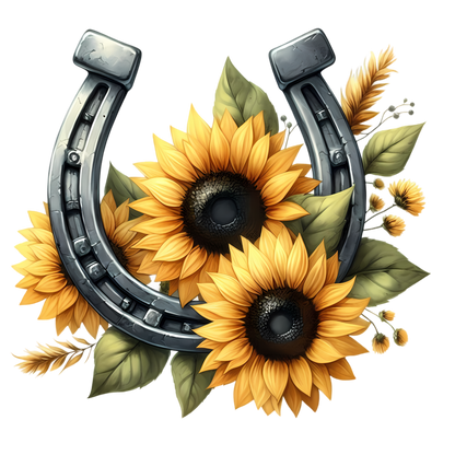 A-1135 SUNFLOWER HORSESHOE  3.75"W X 3.75"H