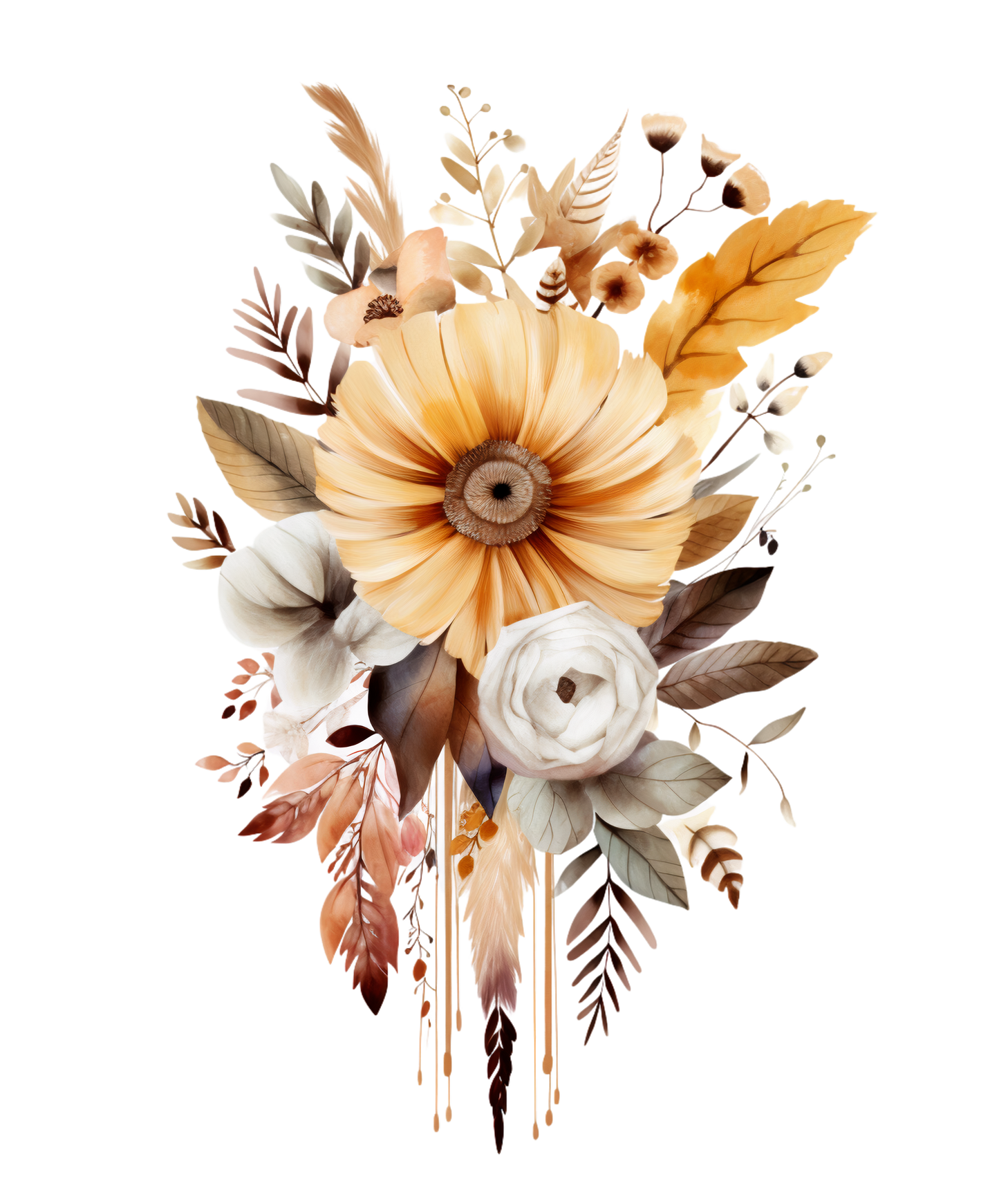 A-1114  BOHO FLOWERS  3.75"W X 3.75"H