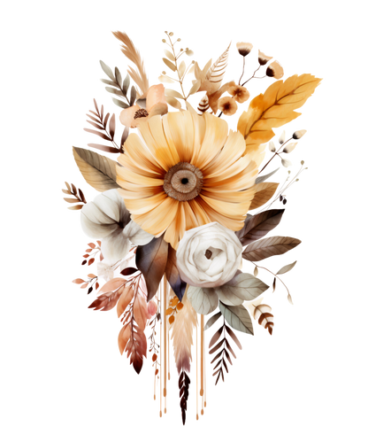 A-1114  BOHO FLOWERS  3.75"W X 3.75"H