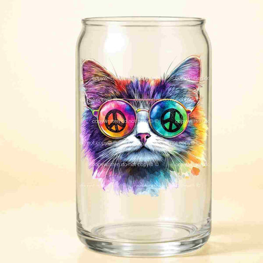 A-1156  HIPPIE CAT  3.75"W X 3.75"H