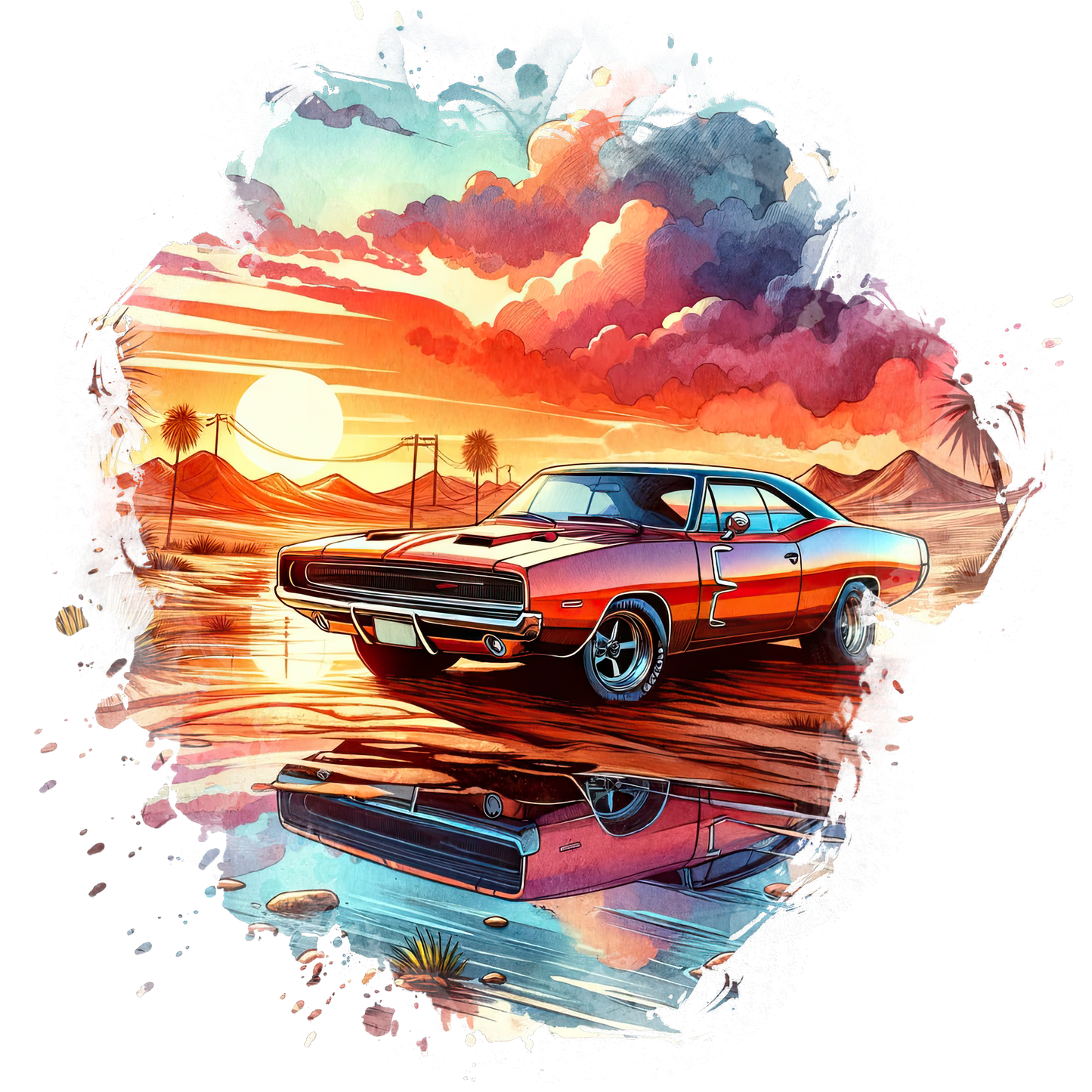 A-1163  SUNSET CAR  3.75"W X 3.75"H
