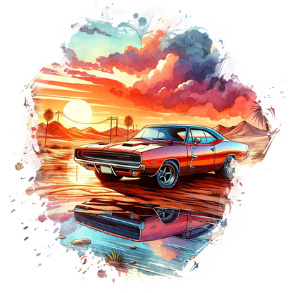 A-1163  SUNSET CAR  3.75"W X 3.75"H