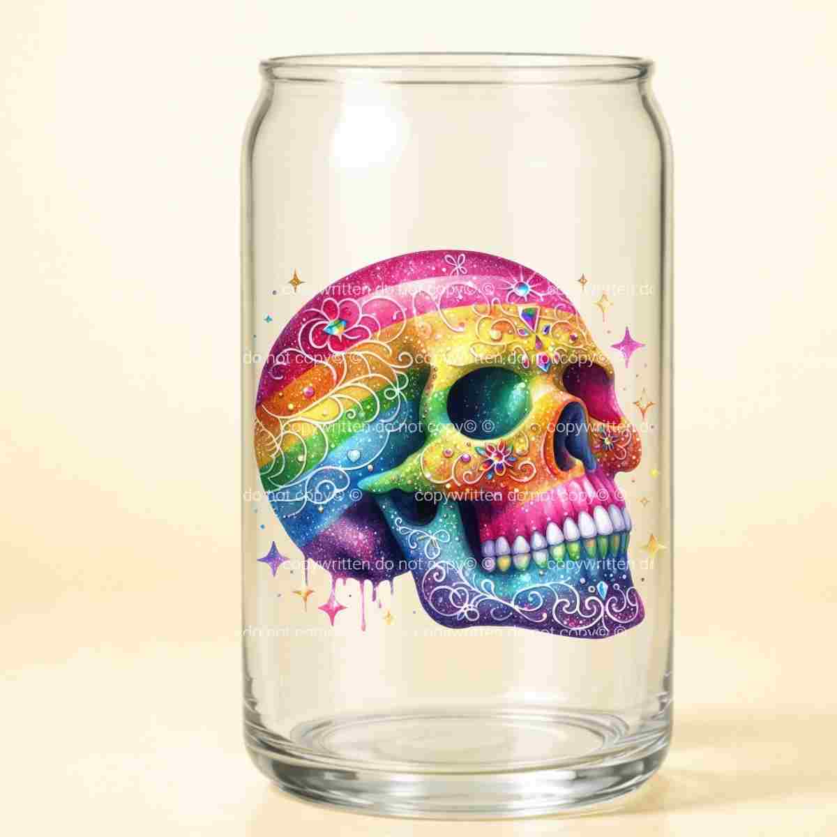 A-1178 RAINBOW SKULL  3.75"W X 3.75"H