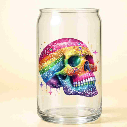 A-1178 RAINBOW SKULL  3.75"W X 3.75"H