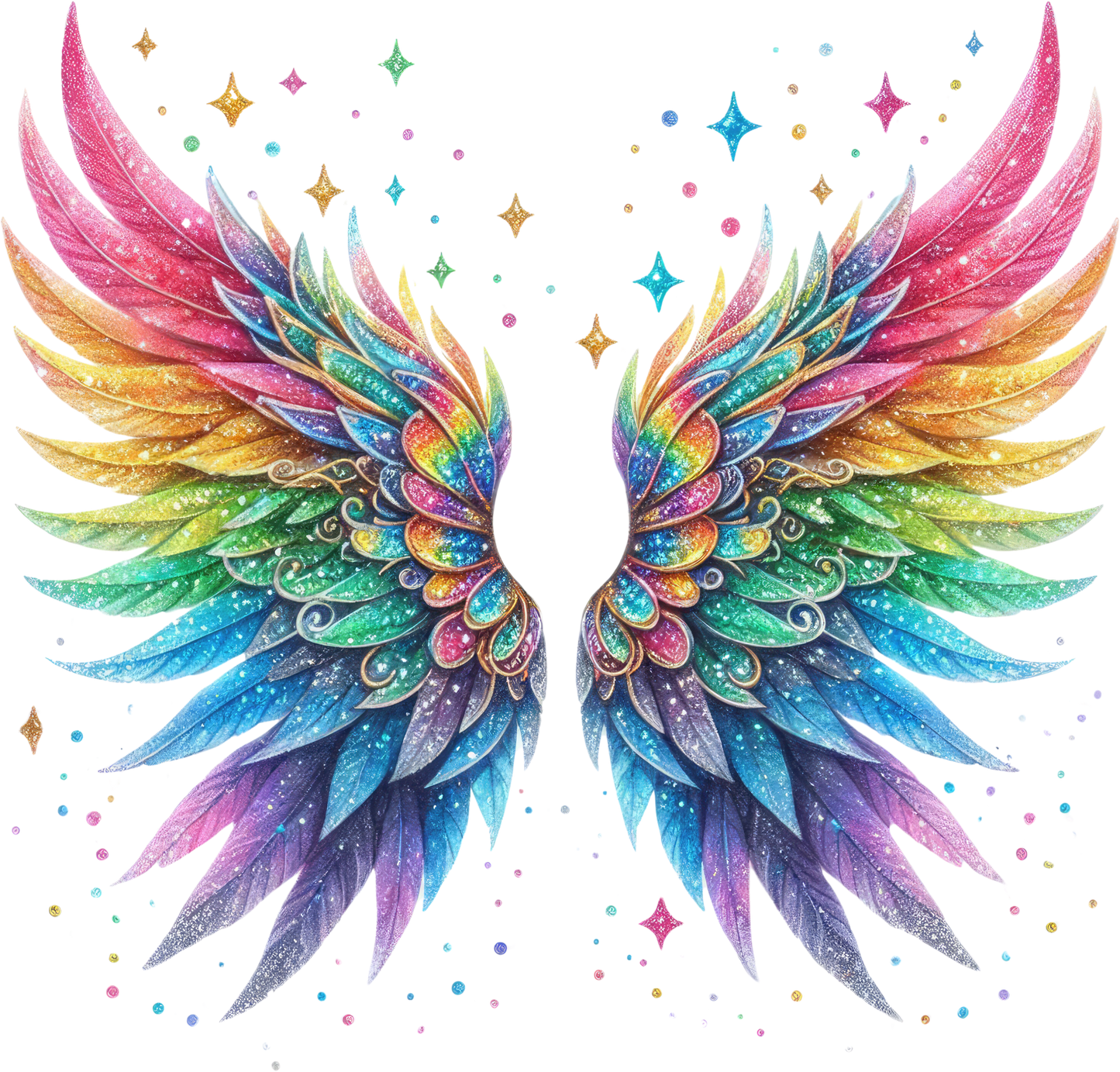 A-1180 RAINBOW ANGEL WINGS 3.75"W X 3.75"H
