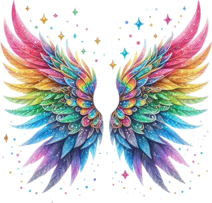 A-1180 RAINBOW ANGEL WINGS 3.75"W X 3.75"H