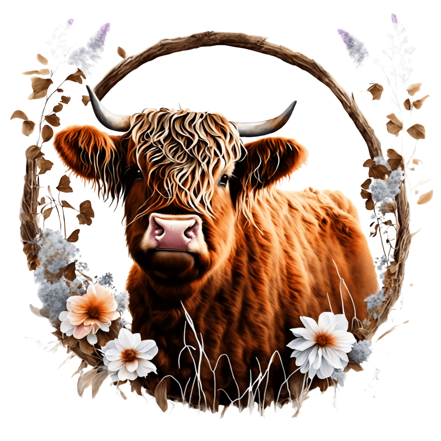 A-1197  COW FLOWER FRAME  3.75"W X 3.75"H