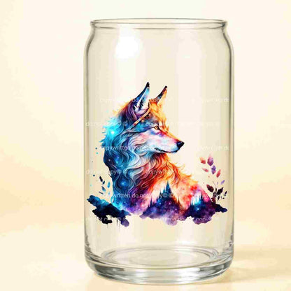 A-1203  WOLF SUNSET  3.75"W X 3.75"H