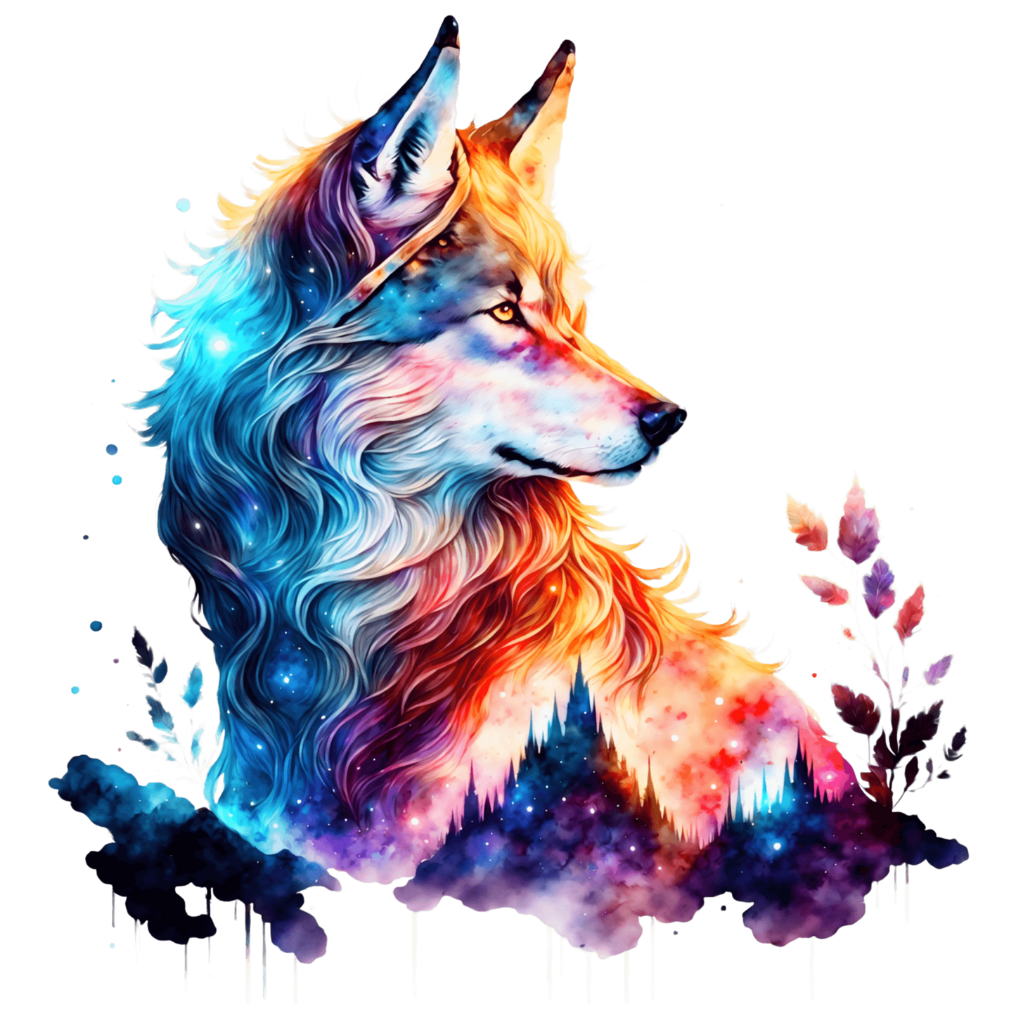 A-1203  WOLF SUNSET  3.75"W X 3.75"H