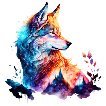 A-1203  WOLF SUNSET  3.75"W X 3.75"H
