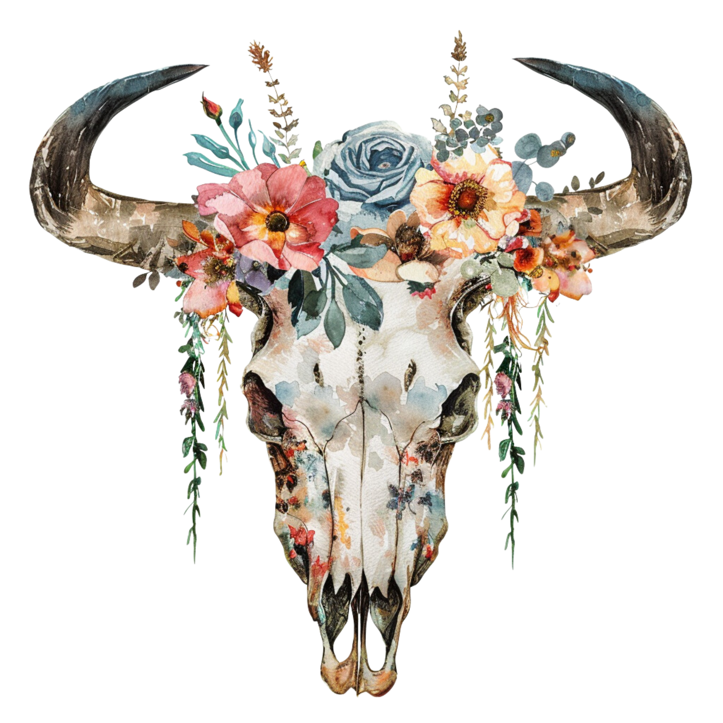 A-1205 FLOWER BULL SKULL