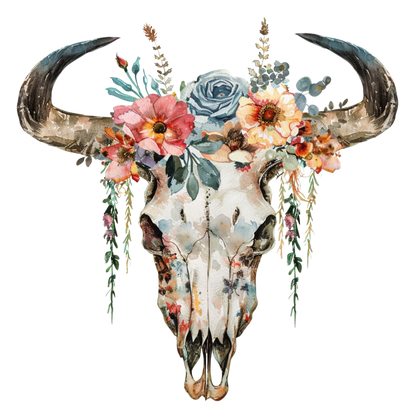 A-1205 FLOWER BULL SKULL