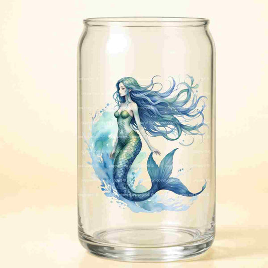 A-1239 BLUE MERMAID 3.75"W  X 4.25"H