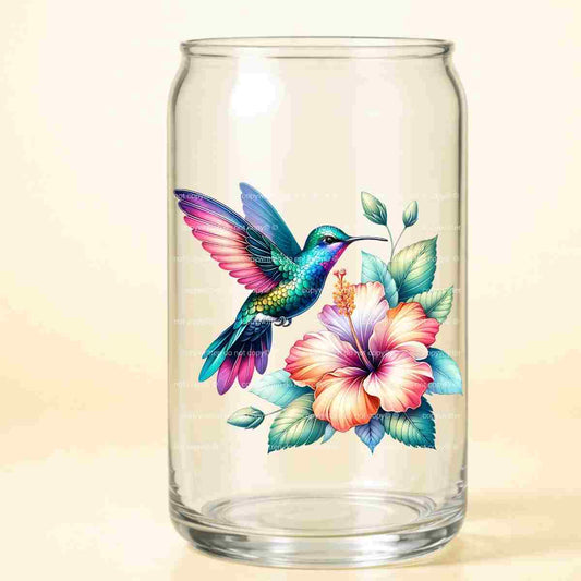 A-1247 HUMMINGBIRD HYBISCUS  3.75"w x 3.5"h