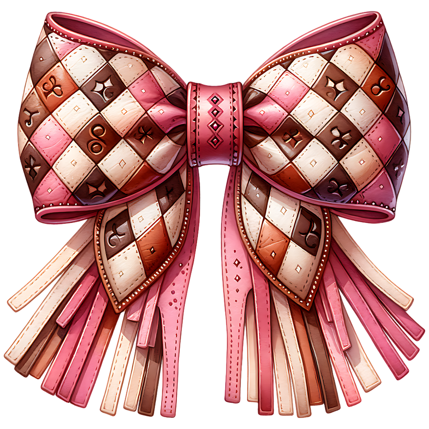 A-1257 PINK LEATHER BOW 3.75"W X 4"H
