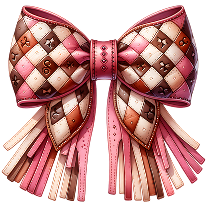 A-1257 PINK LEATHER BOW 3.75"W X 4"H