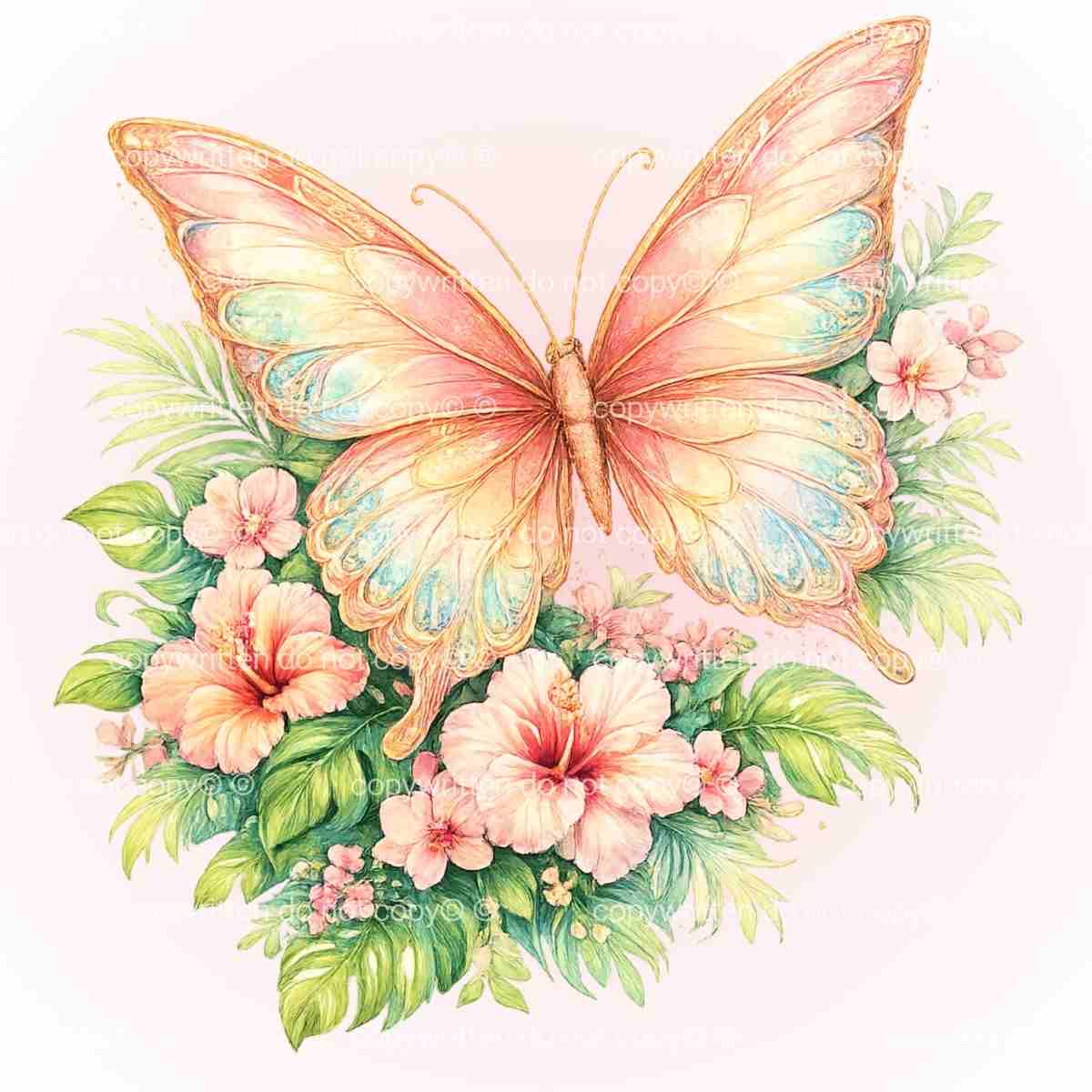 A-1281 PEACH BUTTERFLY  3.75"w x 4"h