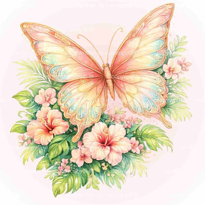 A-1281 PEACH BUTTERFLY  3.75"w x 4"h