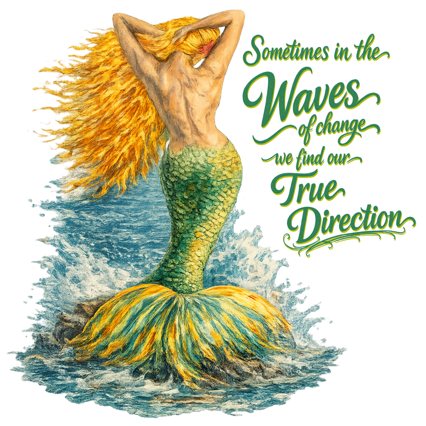 A-1285 mermaid waves  3.75"w x 3.75"h