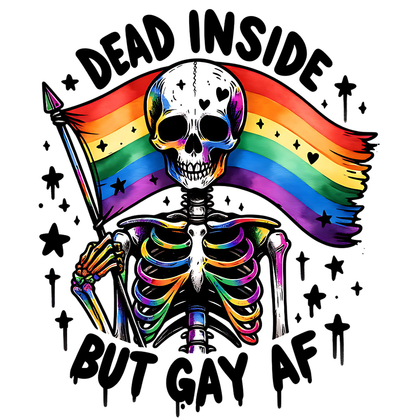 A-1129 DEAD INSIDE GAY AF  3.75"W X 3.75"H