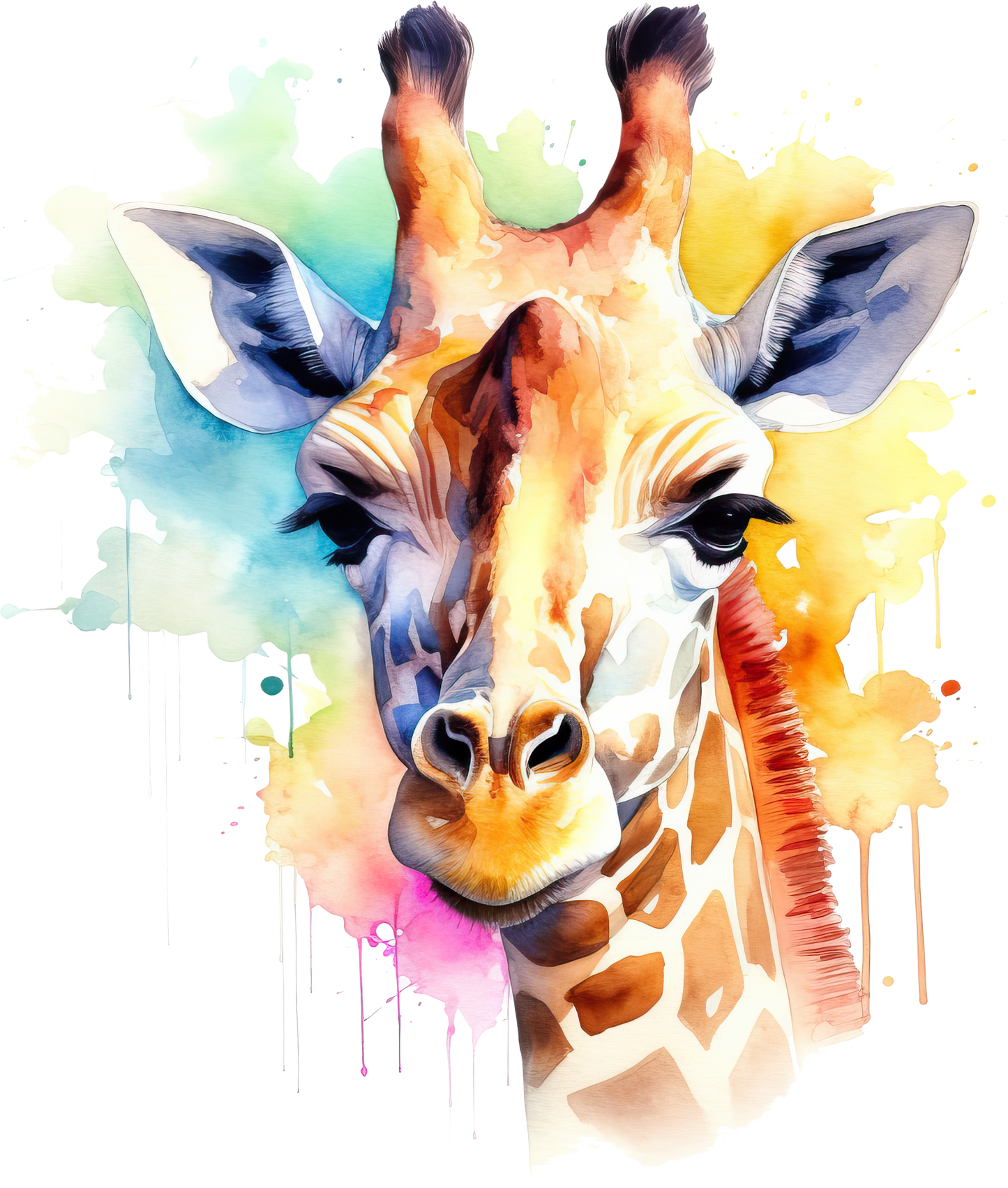 A-1132 WATERCOLOR GIRAFFE  3.75"W X 3.75"H