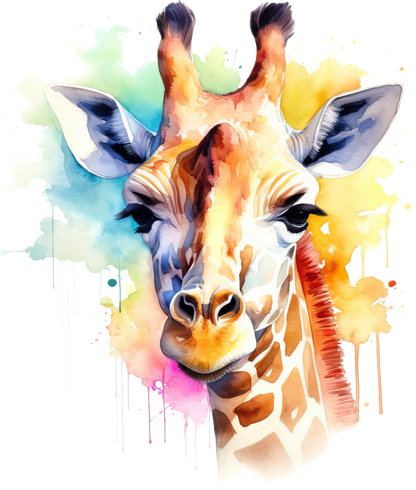A-1132 WATERCOLOR GIRAFFE  3.75"W X 3.75"H
