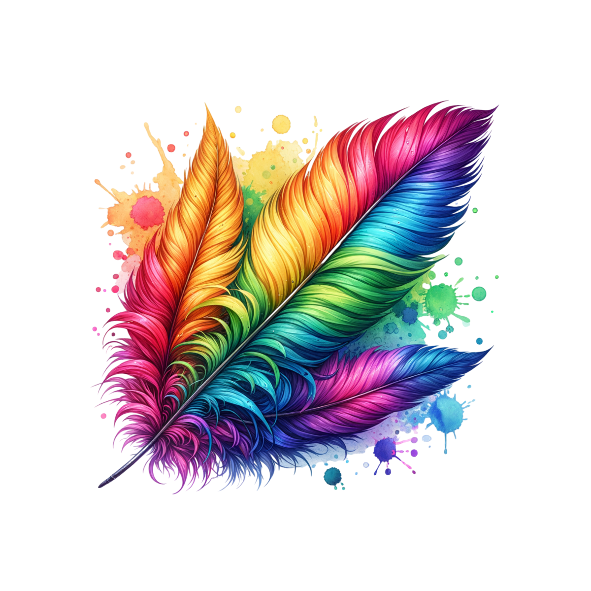 A-1149  RAINBOW FEATHER  3.75"W X 3.75"H