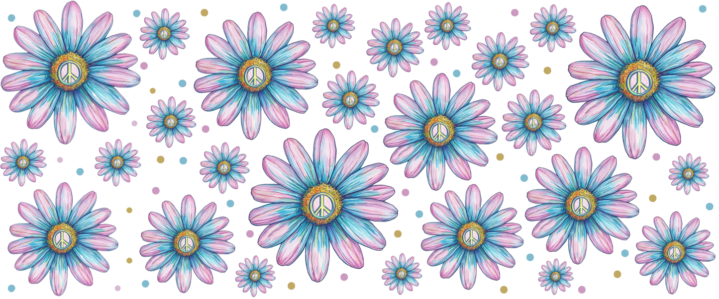 B-1504  Peace flowers  9"w x 4"h