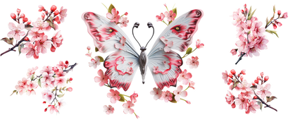 B-1519 cherry blossoms & butterfly  9"w x 4"h