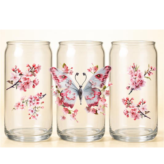 B-1519 cherry blossoms & butterfly  9"w x 4"h