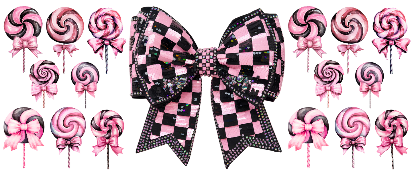B-1542 PINK BLACK BOW  9"W X 4."H