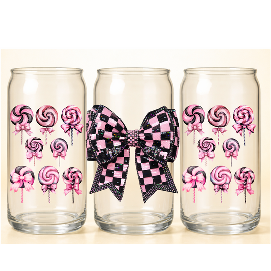 B-1542 PINK BLACK BOW  9"W X 4."H