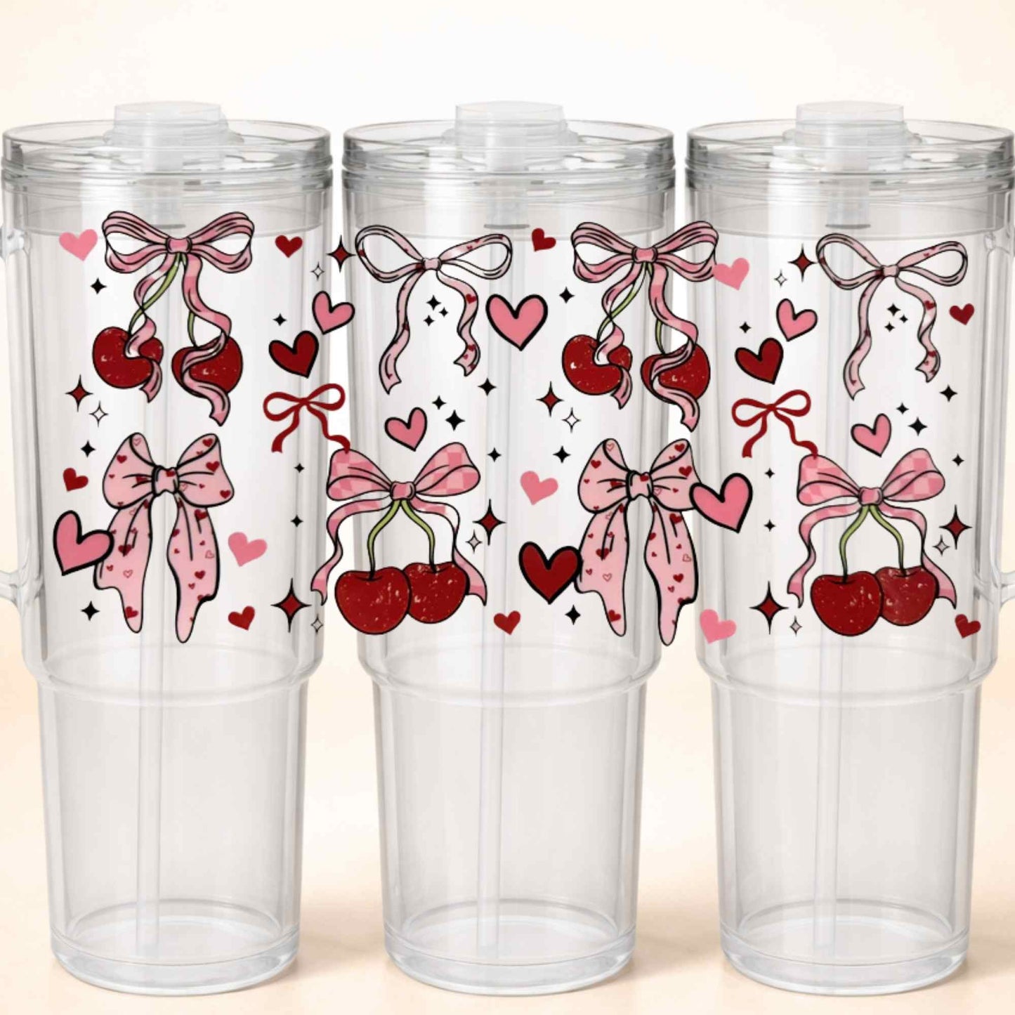 D-1553 CHERRY BOWS & HEARTS 40 OZ WRAP 11"W X 5"H