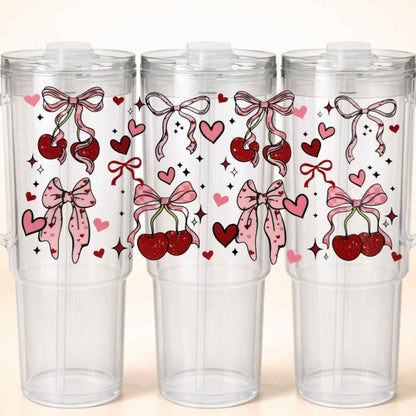 D-1553 CHERRY BOWS & HEARTS 40 OZ WRAP 11"W X 5"H