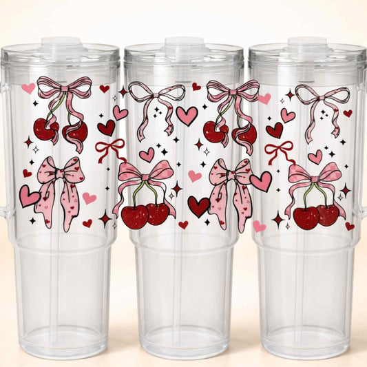 D-1553 CHERRY BOWS & HEARTS 40 OZ WRAP 11"W X 5"H