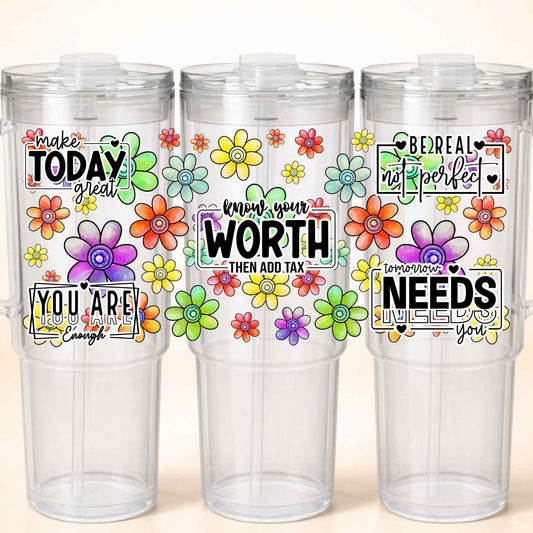 D-1557 KNOW YOUR WORTH 40 OZ WRAP 11"W X 5"H