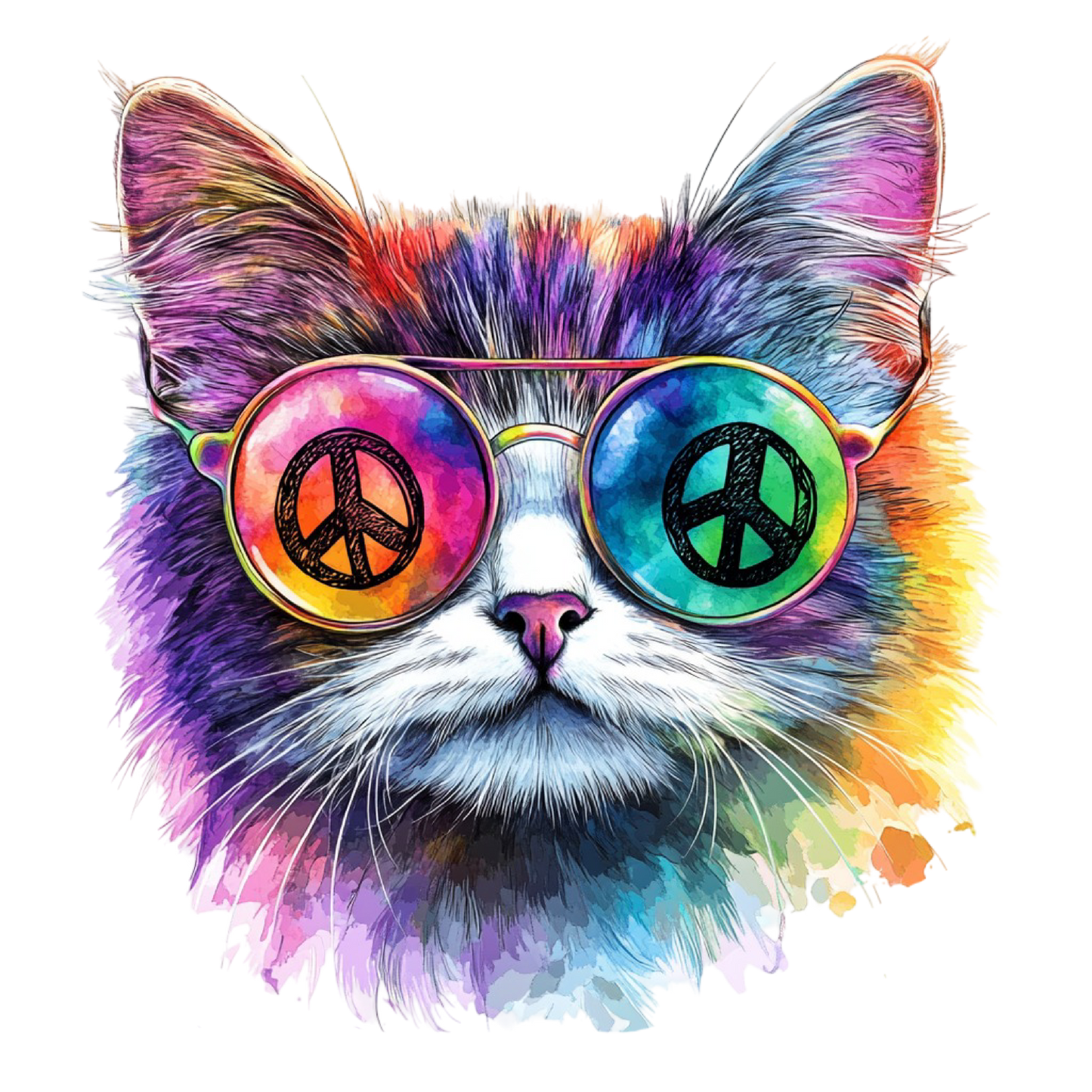 A-1156  HIPPIE CAT  3.75"W X 3.75"H